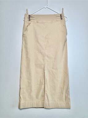 Anthropologie Neutral Beige Pencil Midi Skirt with Front Vent